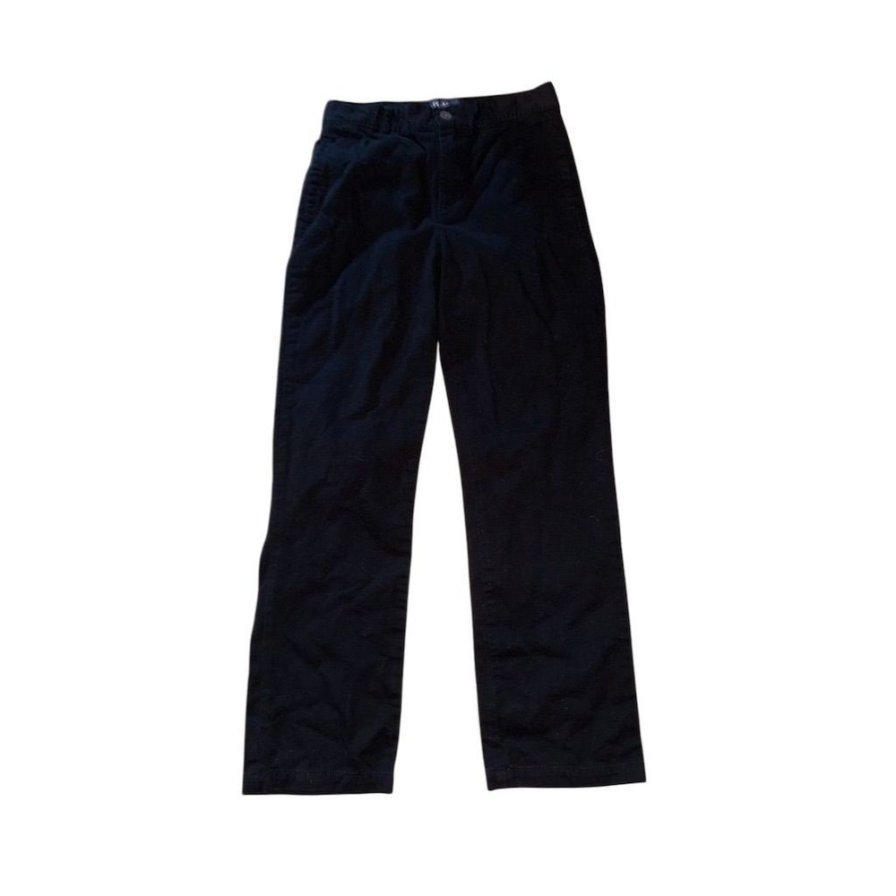 Children's Place Black Chino dress Pants Size 10 adj waist flat‎ front wide leg